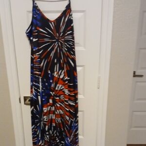 Vibrant Firework Print Maxi Dress